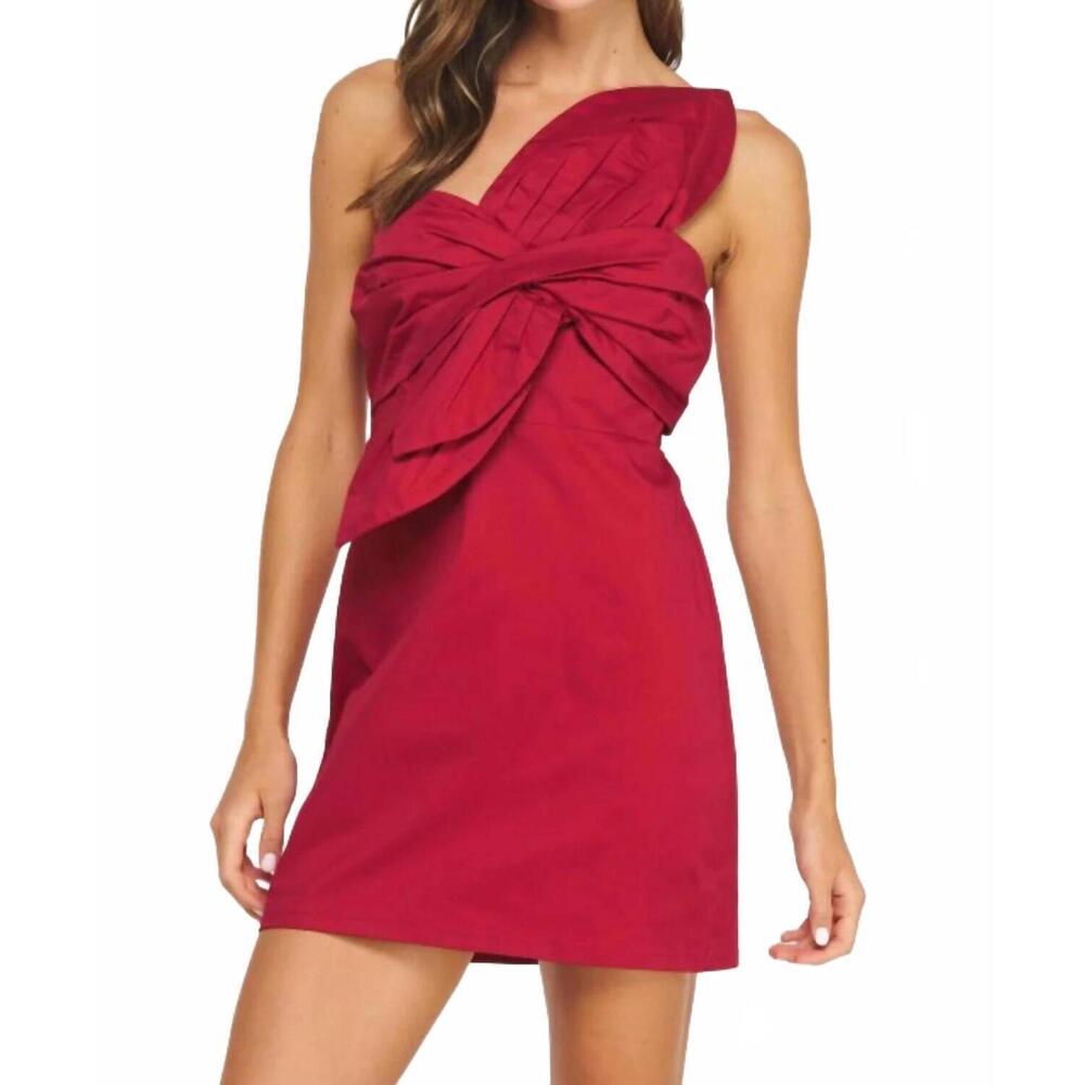 NEW STRUT & BOLT lisa knotted flower dress in burgundy